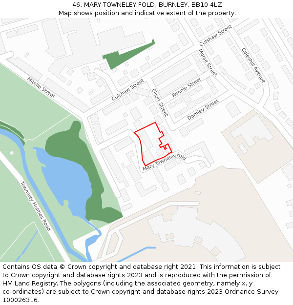 46, MARY TOWNELEY FOLD, BURNLEY, BB10 4LZ: Location map and indicative extent of plot