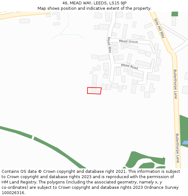 46, MEAD WAY, LEEDS, LS15 9JP: Location map and indicative extent of plot