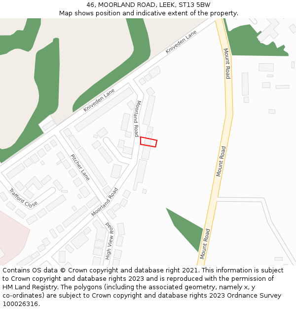 46, MOORLAND ROAD, LEEK, ST13 5BW: Location map and indicative extent of plot