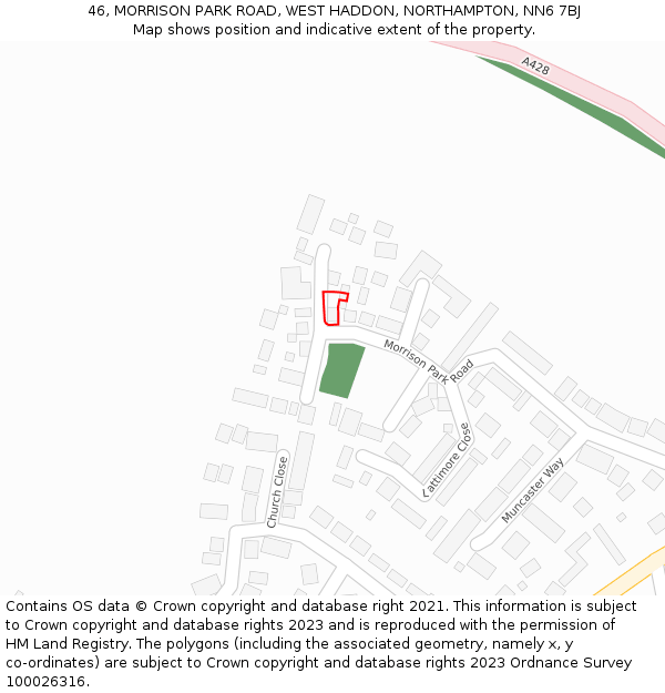 46, MORRISON PARK ROAD, WEST HADDON, NORTHAMPTON, NN6 7BJ: Location map and indicative extent of plot