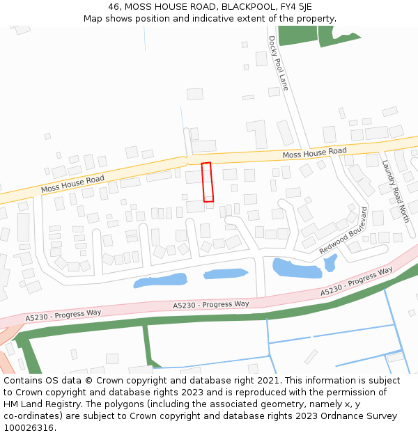 46, MOSS HOUSE ROAD, BLACKPOOL, FY4 5JE: Location map and indicative extent of plot