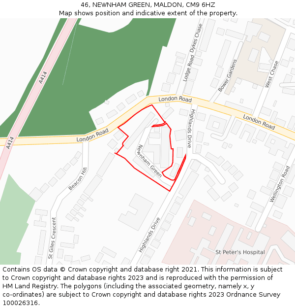 46, NEWNHAM GREEN, MALDON, CM9 6HZ: Location map and indicative extent of plot