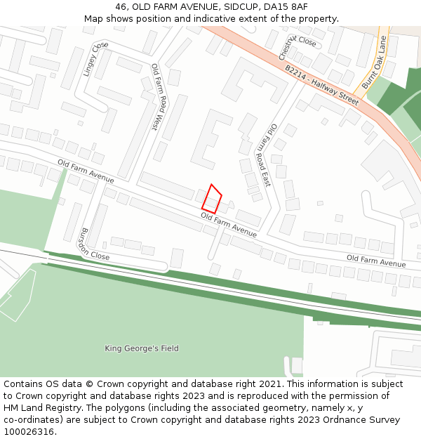 46, OLD FARM AVENUE, SIDCUP, DA15 8AF: Location map and indicative extent of plot