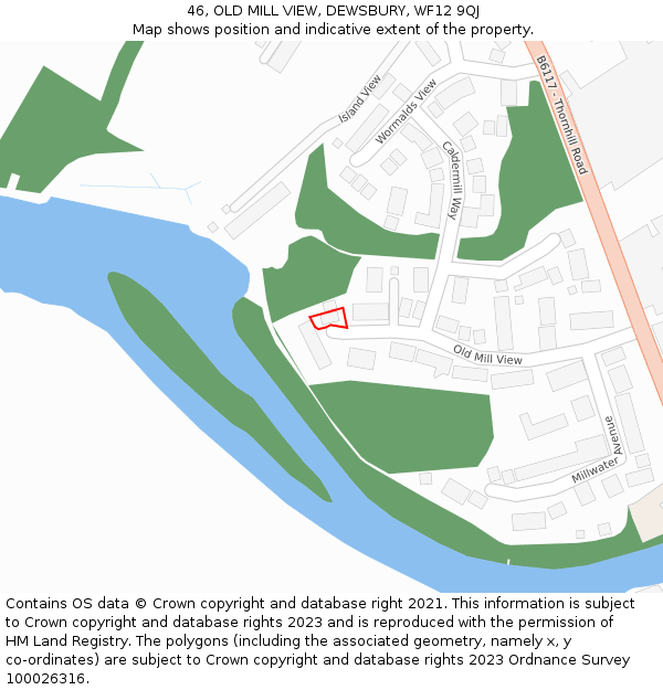 46, OLD MILL VIEW, DEWSBURY, WF12 9QJ: Location map and indicative extent of plot