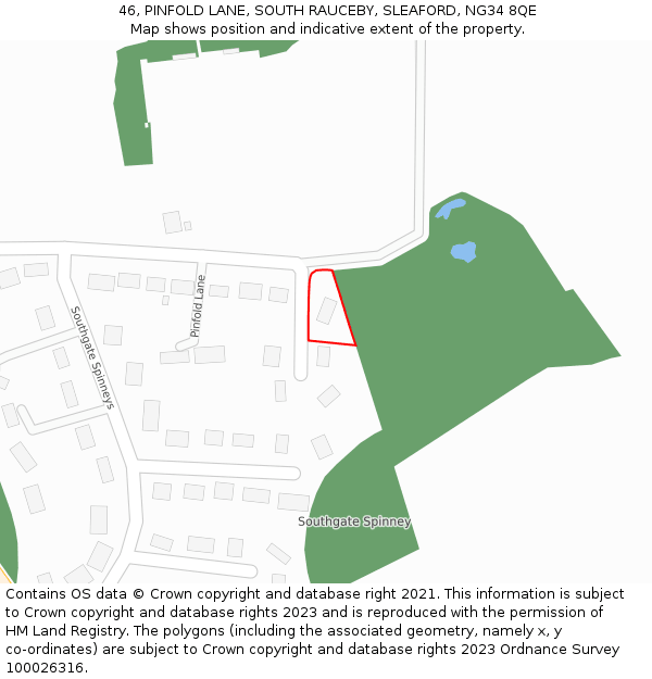 46, PINFOLD LANE, SOUTH RAUCEBY, SLEAFORD, NG34 8QE: Location map and indicative extent of plot