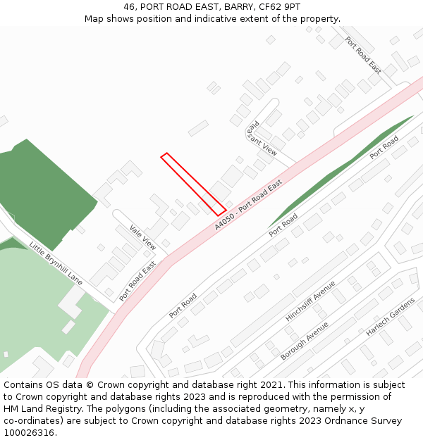 46, PORT ROAD EAST, BARRY, CF62 9PT: Location map and indicative extent of plot