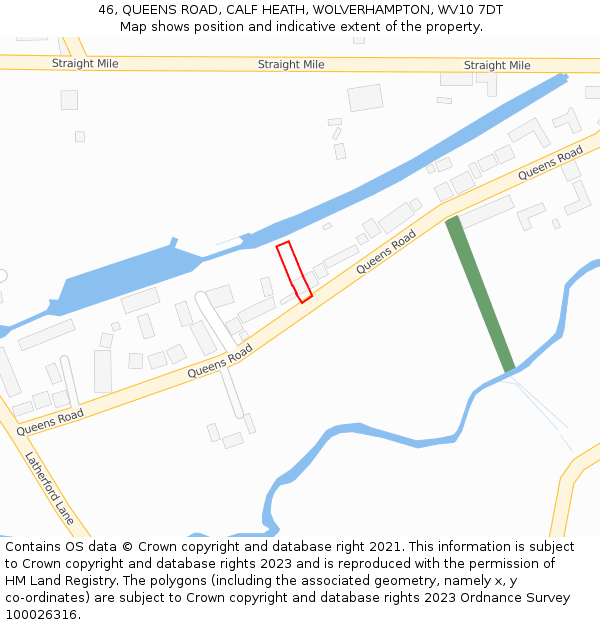 46, QUEENS ROAD, CALF HEATH, WOLVERHAMPTON, WV10 7DT: Location map and indicative extent of plot