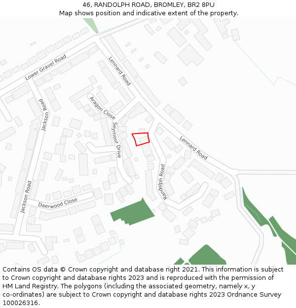 46, RANDOLPH ROAD, BROMLEY, BR2 8PU: Location map and indicative extent of plot
