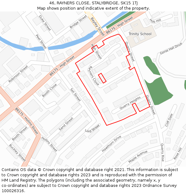 46, RAYNERS CLOSE, STALYBRIDGE, SK15 1TJ: Location map and indicative extent of plot