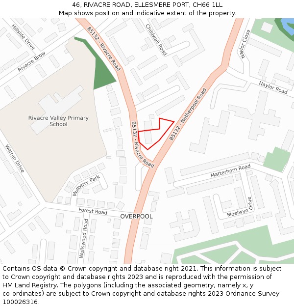 46, RIVACRE ROAD, ELLESMERE PORT, CH66 1LL: Location map and indicative extent of plot