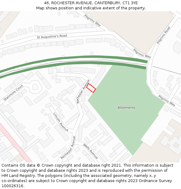 46, ROCHESTER AVENUE, CANTERBURY, CT1 3YE: Location map and indicative extent of plot