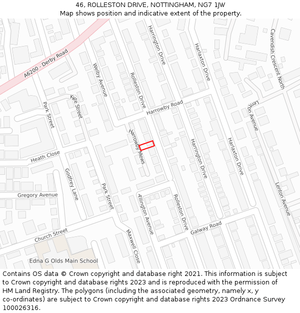 46, ROLLESTON DRIVE, NOTTINGHAM, NG7 1JW: Location map and indicative extent of plot