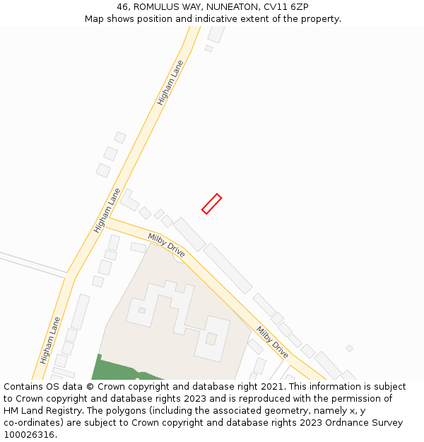 46, ROMULUS WAY, NUNEATON, CV11 6ZP: Location map and indicative extent of plot