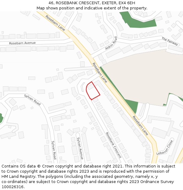 46, ROSEBANK CRESCENT, EXETER, EX4 6EH: Location map and indicative extent of plot