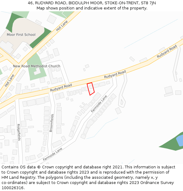 46, RUDYARD ROAD, BIDDULPH MOOR, STOKE-ON-TRENT, ST8 7JN: Location map and indicative extent of plot