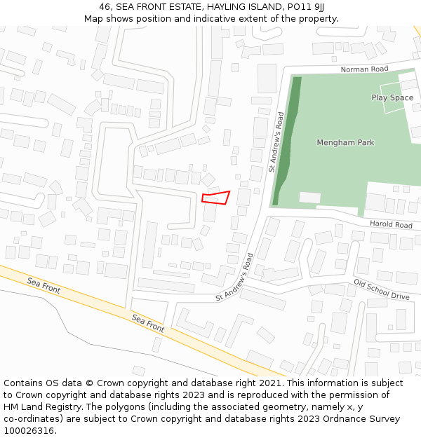 46, SEA FRONT ESTATE, HAYLING ISLAND, PO11 9JJ: Location map and indicative extent of plot