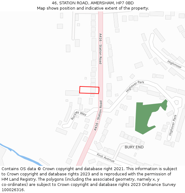 46, STATION ROAD, AMERSHAM, HP7 0BD: Location map and indicative extent of plot