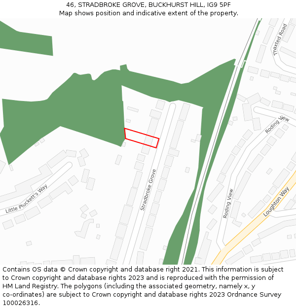 46, STRADBROKE GROVE, BUCKHURST HILL, IG9 5PF: Location map and indicative extent of plot