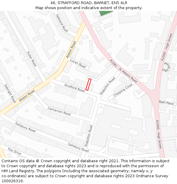46, STRAFFORD ROAD, BARNET, EN5 4LR: Location map and indicative extent of plot