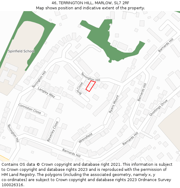 46, TERRINGTON HILL, MARLOW, SL7 2RF: Location map and indicative extent of plot