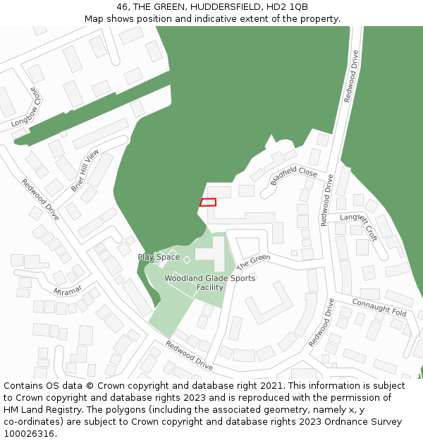 46, THE GREEN, HUDDERSFIELD, HD2 1QB: Location map and indicative extent of plot