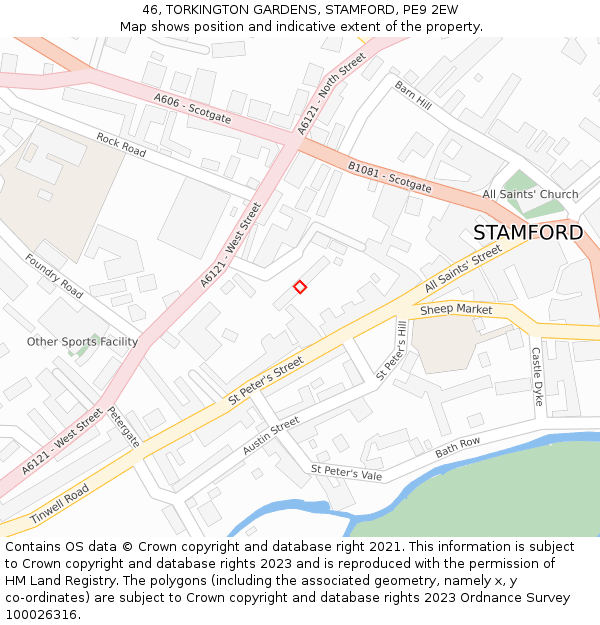 46, TORKINGTON GARDENS, STAMFORD, PE9 2EW: Location map and indicative extent of plot