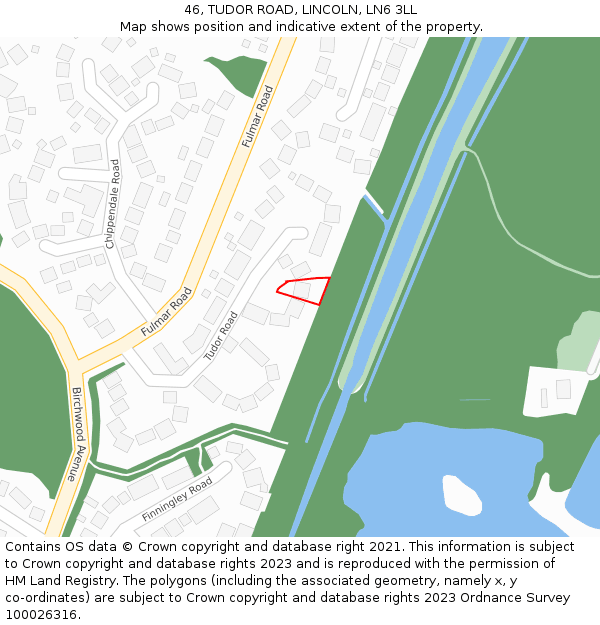 46, TUDOR ROAD, LINCOLN, LN6 3LL: Location map and indicative extent of plot