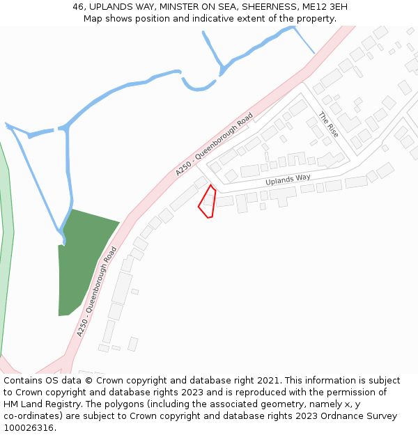 46, UPLANDS WAY, MINSTER ON SEA, SHEERNESS, ME12 3EH: Location map and indicative extent of plot