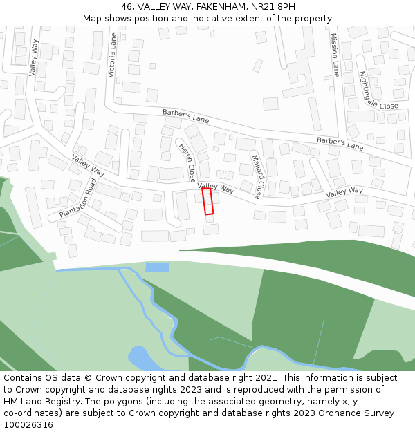 46, VALLEY WAY, FAKENHAM, NR21 8PH: Location map and indicative extent of plot