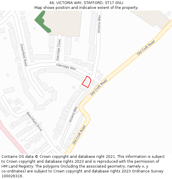 46, VICTORIA WAY, STAFFORD, ST17 0NU: Location map and indicative extent of plot