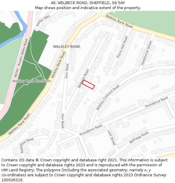 46, WELBECK ROAD, SHEFFIELD, S6 5AY: Location map and indicative extent of plot