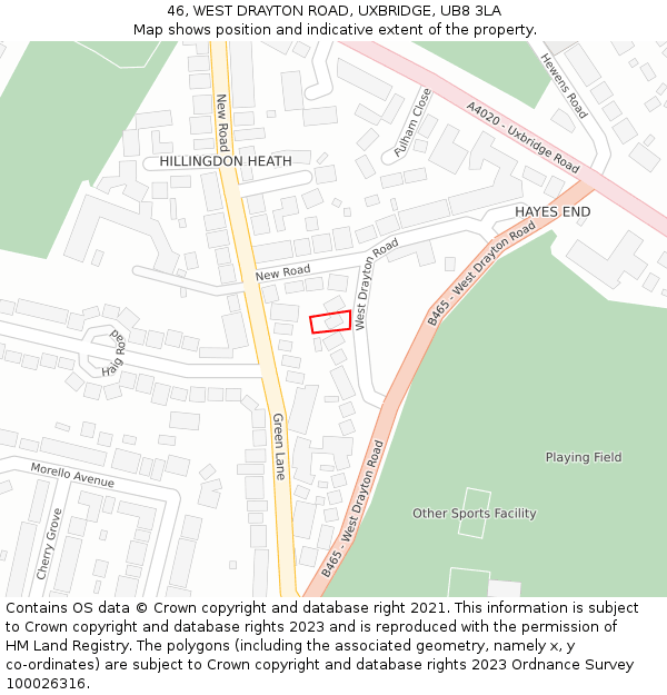 46, WEST DRAYTON ROAD, UXBRIDGE, UB8 3LA: Location map and indicative extent of plot
