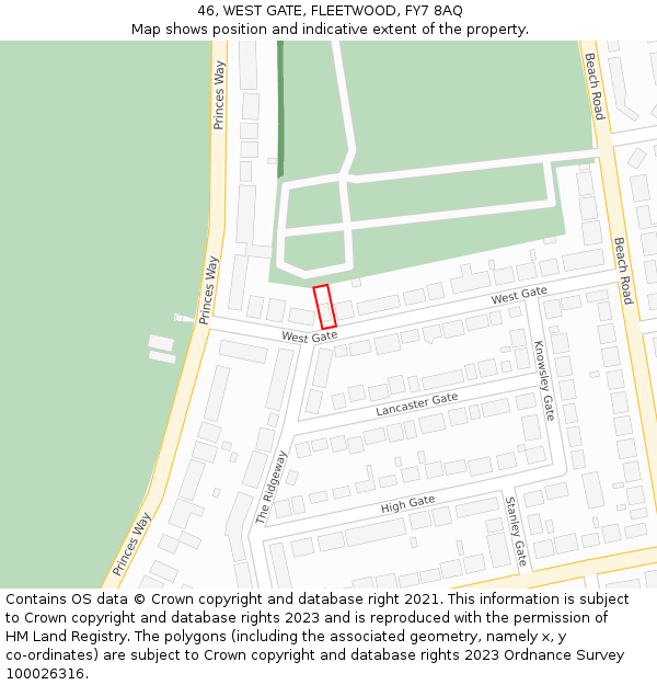 46, WEST GATE, FLEETWOOD, FY7 8AQ: Location map and indicative extent of plot