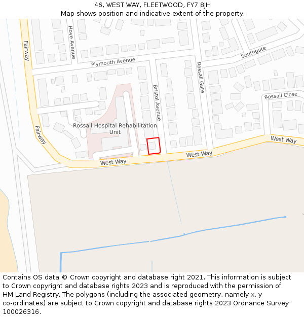 46, WEST WAY, FLEETWOOD, FY7 8JH: Location map and indicative extent of plot