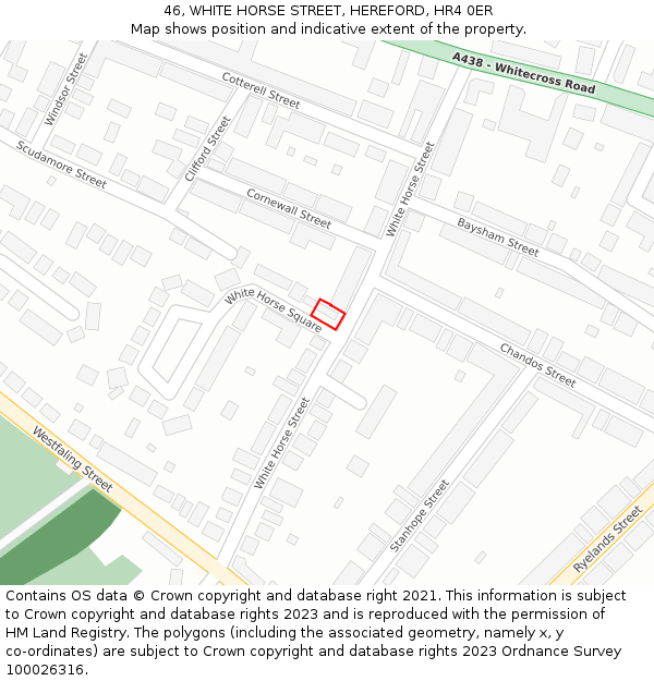 46, WHITE HORSE STREET, HEREFORD, HR4 0ER: Location map and indicative extent of plot