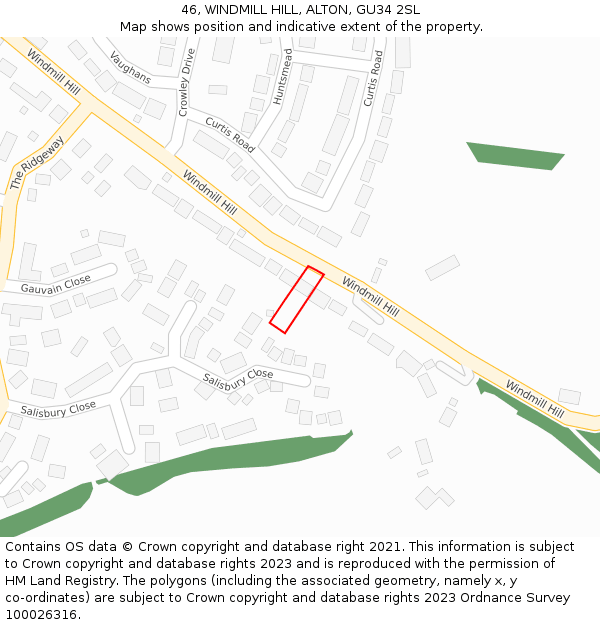 46, WINDMILL HILL, ALTON, GU34 2SL: Location map and indicative extent of plot