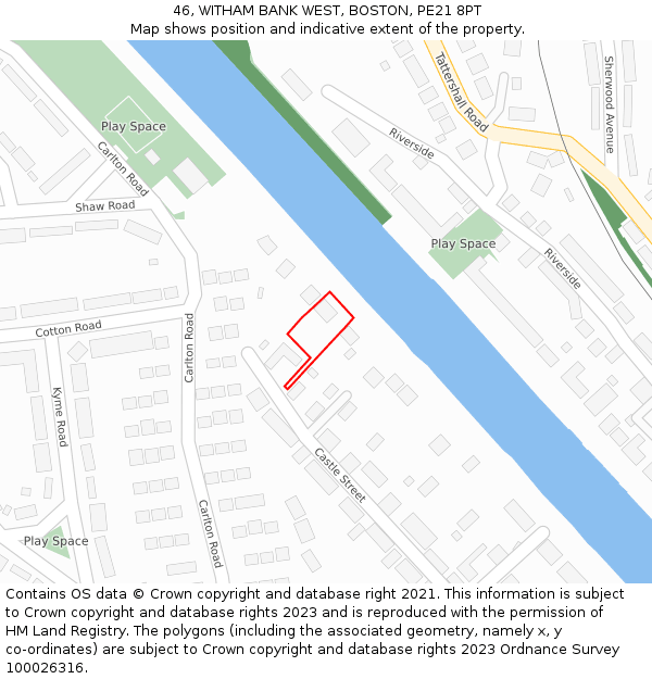 46, WITHAM BANK WEST, BOSTON, PE21 8PT: Location map and indicative extent of plot