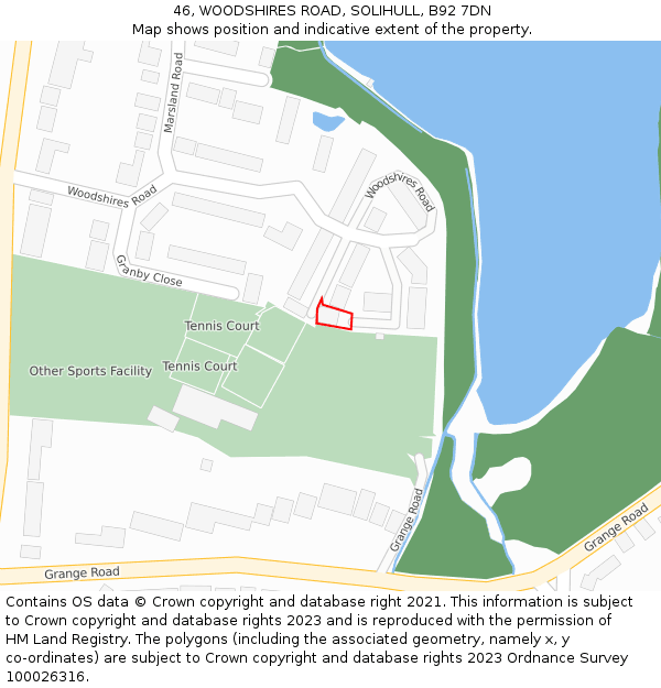 46, WOODSHIRES ROAD, SOLIHULL, B92 7DN: Location map and indicative extent of plot