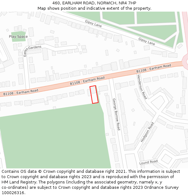 460, EARLHAM ROAD, NORWICH, NR4 7HP: Location map and indicative extent of plot