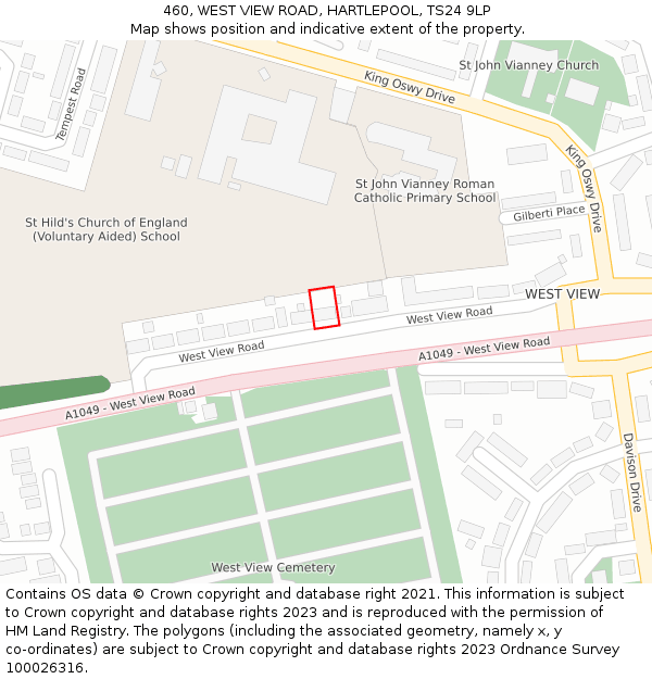 460, WEST VIEW ROAD, HARTLEPOOL, TS24 9LP: Location map and indicative extent of plot