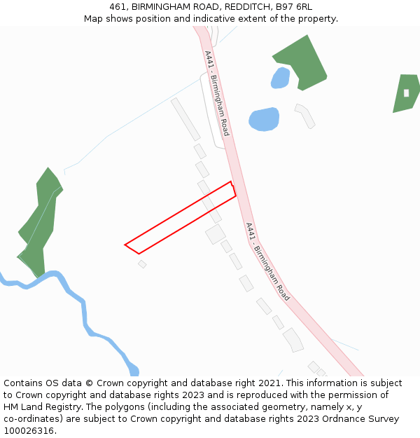 461, BIRMINGHAM ROAD, REDDITCH, B97 6RL: Location map and indicative extent of plot