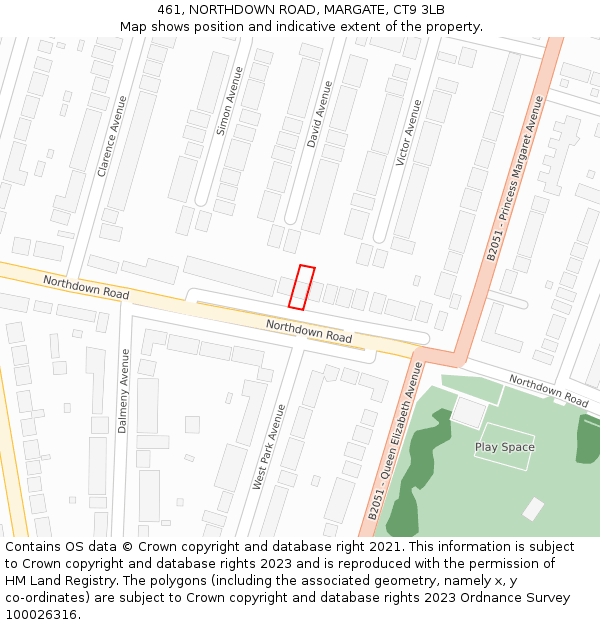 461, NORTHDOWN ROAD, MARGATE, CT9 3LB: Location map and indicative extent of plot