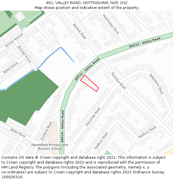 461, VALLEY ROAD, NOTTINGHAM, NG5 1HZ: Location map and indicative extent of plot