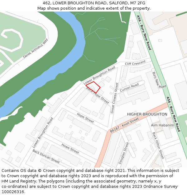 462, LOWER BROUGHTON ROAD, SALFORD, M7 2FG: Location map and indicative extent of plot