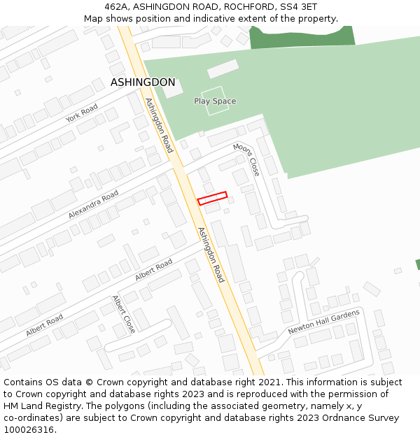 462A, ASHINGDON ROAD, ROCHFORD, SS4 3ET: Location map and indicative extent of plot