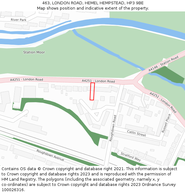 463, LONDON ROAD, HEMEL HEMPSTEAD, HP3 9BE: Location map and indicative extent of plot
