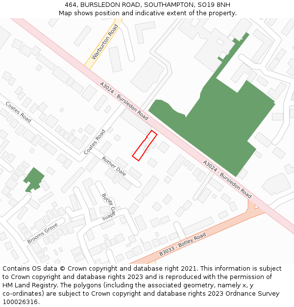 464, BURSLEDON ROAD, SOUTHAMPTON, SO19 8NH: Location map and indicative extent of plot