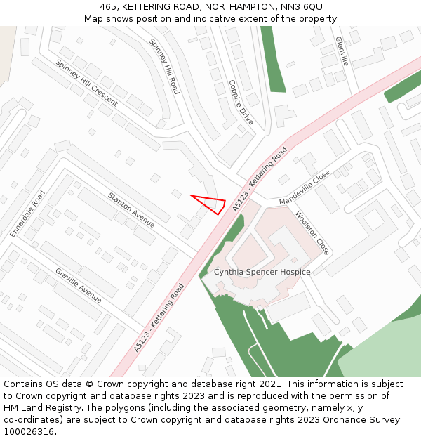 465, KETTERING ROAD, NORTHAMPTON, NN3 6QU: Location map and indicative extent of plot