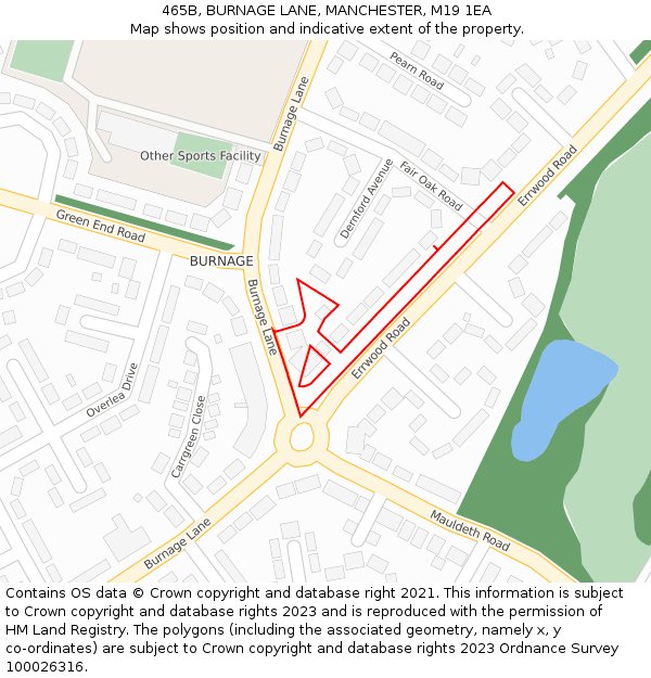 465B, BURNAGE LANE, MANCHESTER, M19 1EA: Location map and indicative extent of plot