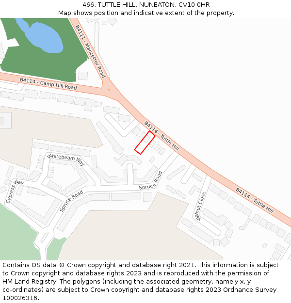 466, TUTTLE HILL, NUNEATON, CV10 0HR: Location map and indicative extent of plot